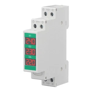 Voltímetro de CA trifásico montaje en riel Din LCD medidor de voltaje digital energía eléctrica. - Imagen 1 de 24