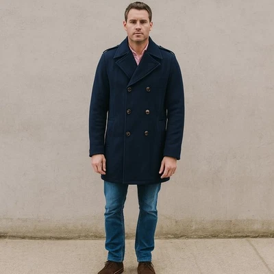 Brooks brothers Brooksgate Navy Wool Double Breasted Pea Coat Men's 42 - Image 1 of 4