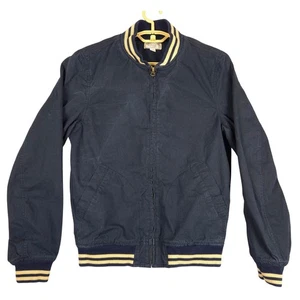 Wallace Barnes J Crew Bomber Jacket Navy Blue Ribbed Collar Cuffs Mens Size S - Picture 1 of 7