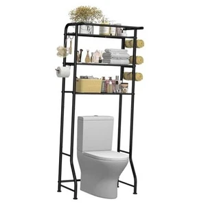 3 Tier Over The Toilet Rack, Shelf Bathroom, Bathroom Stand Organizer Black - Picture 1 of 7