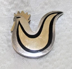 Rare VINTAGE 50s Stella PopowskI Sterling ROOSTER Pin BROOCH 15 g Silver MEXICO - Picture 1 of 8