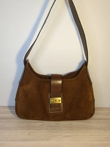 Francesco Biasia Brown Suede Leather Tote Shoulder Bag Purse - Picture 1 of 12