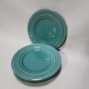 Set of 4 - Elite Gibson Designs Barberware Turquoise Salad Plates 8 1/2" - Picture 1 of 4