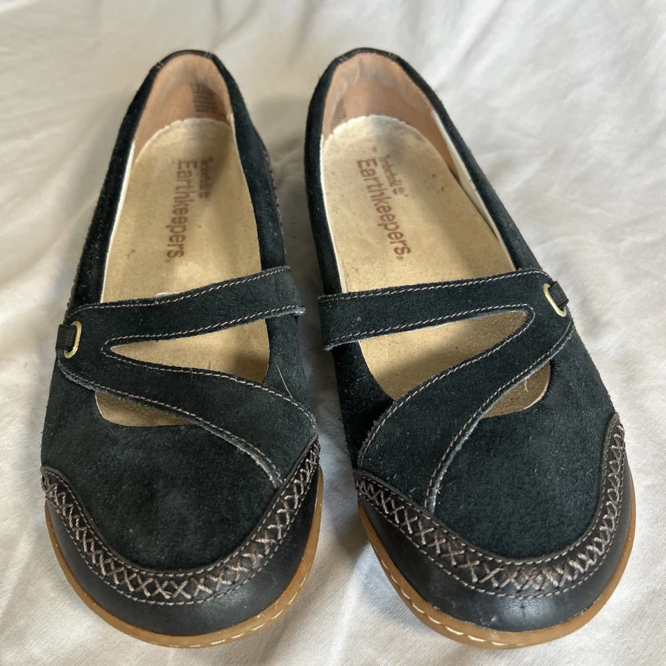 Timberland Earthkeepers Mujer 8.5 Negro Gamuza Sin Cordones Mocasines Acolchados Comodidad Foto 1 de 4