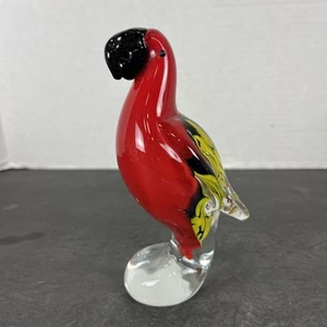 Glass Parrot Cockatoo Bird Figurine Murano Italy Italian Tropical Red Art Gift - Picture 1 of 8