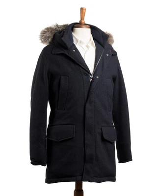 Kired by Kiton $7,700 Navy Blue Cashmere Nylon Down Parka Slim Coat (54 IT) XL - Image 1 of 4