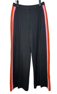 ME+EM Mujer US 6 Pierna Ancha Pantalón Pantalones Lateral Rayas Acento Negro Informal Ciudad - Imagen 1 de 6