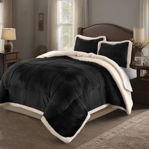 Bed-Dtime - 3-Piece Sherpa Comforter Set - Luxurious Softness and Warmth for - Picture 1 of 4