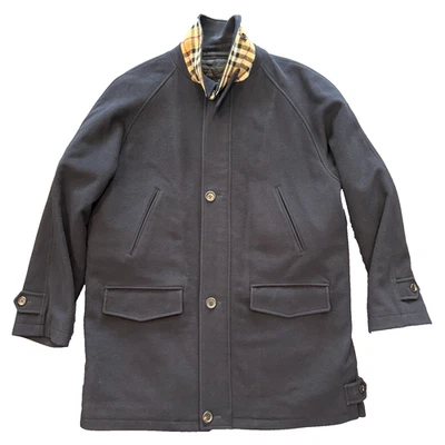 Vintage Burberry London Wool Cashmere Navy Blue Over Coat Men's sz. Large - Image 1 of 4