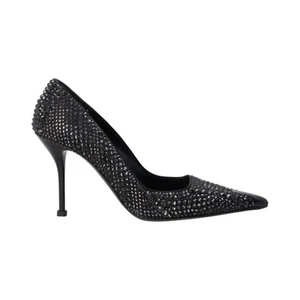 Alexander McQueen Womens Court Heels Fabric Black Studded High Stiletto UK 4 - Picture 1 of 10