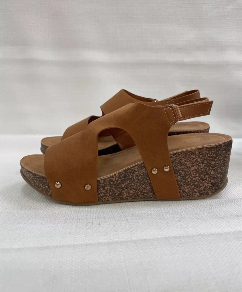 Yoki women's wedge sandalesCamel 6.5 - Image 1 of 4