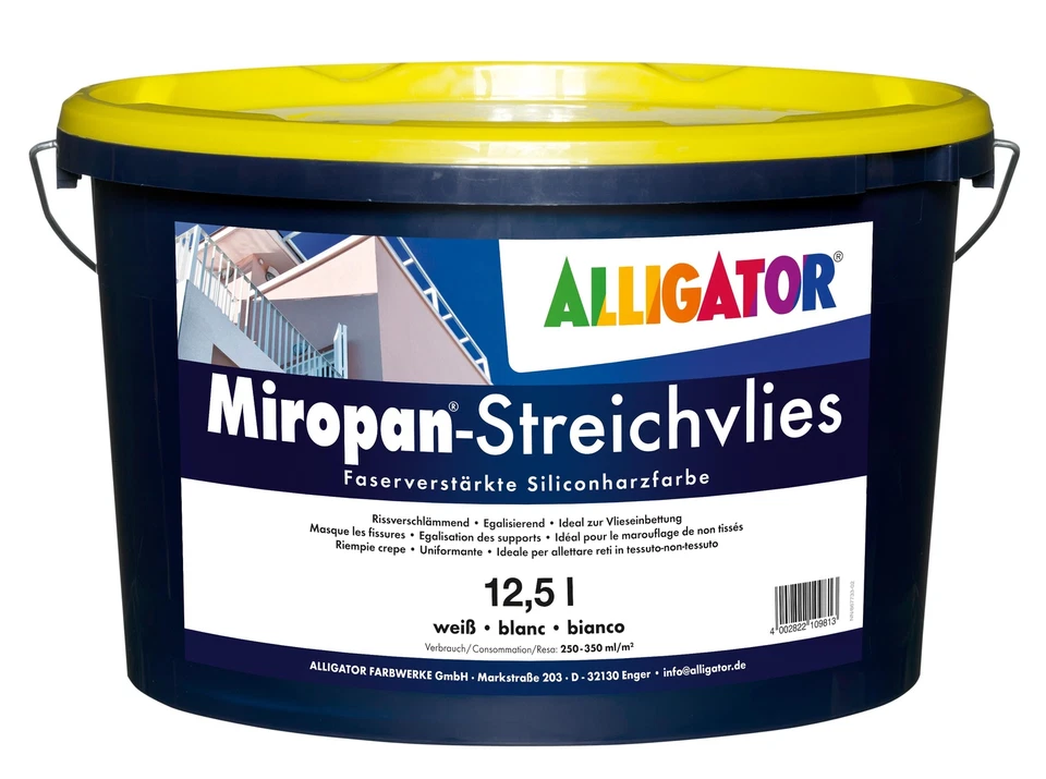 Alligator Miropan Streichvlies 12,5 l Faserverstärkte Siliconharzfarbe weiß matt - Bild 1 von 1