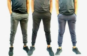 NEW MEN BOYS SLIM FIT JOGGERS TROUSER SWEATPANTS TRACKSUIT BOTTOMS GYM RUNNING  - Picture 1 of 5