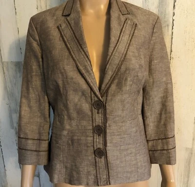 Blazer Coldwater Creek Mezcla de Lino Talla 6 Nuevo con Etiquetas $89.95 Forma Cintura Escondida Foto 1 de 4