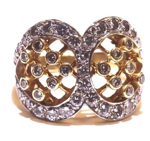 18k white yellow gold Woven design bezel set 1.15ct natural diamond ring 7.5g - Picture 1 of 12