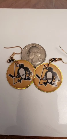 Pittsburgh Penquins handmade earrings 1 pair YOU PICK TELL ME WHICH PIC# YOU WAN Cover
