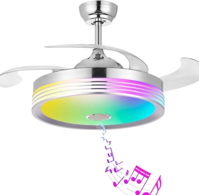 Ventilador de techo retráctil moderno de 42 pulgadas con luces - Image 1 of 4