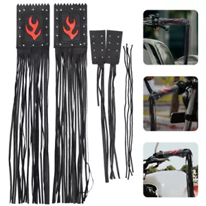 1 Paar Leder Motorrad Lenker Quaste Motorrad Fransen Handgriffe Griffabdeckungen - Bild 1 von 7