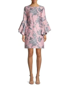 Belle By Badgley Mischka Women's Pink Freya Floral Bell-sleeve - Pink US size 0 - Picture 1 of 2