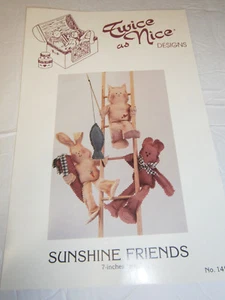 Sunshine Friends Primitive 7" Doll Cat Kitten Rabbit Bear Craft Sewing Pattern - Picture 1 of 2