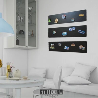 Magnettafel Stahl Magnetpinnwand Magnetisch Metallplatte Schwarz  80 x 22 cm - Bild 1 von 4