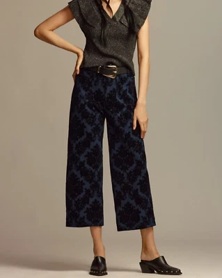 Pantalones Ponte Floral Recortados Colette Anthropologie Pierna Ancha Azul Maeve Talla 27 NUEVO Foto 1 de 4