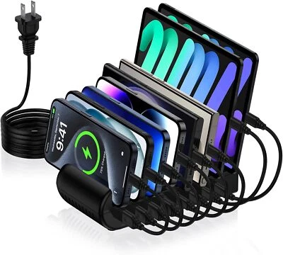 8-Port USB C Charging Station 65W Fast Charger Multi-Device Desktop Organizer - Image 1 of 4