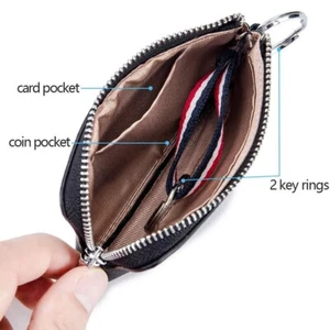Cartera de cuero genuino unisex monedero mini llaveros porta tarjetas de crédito bolsa - Imagen 1 de 18