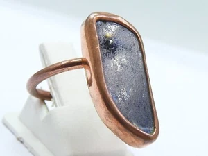 Anillo de cobre ajustable envuelto en alambre de cianita piedra cruda suelta regalo tu San Valentín - Imagen 1 de 8