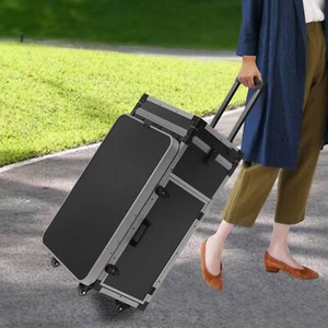 Faltbarer Metall Reisegepäck Profi Schminkkoffer Rollen Kosmetik Koffer - Bild 1 von 17