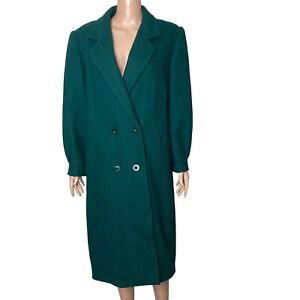 Vintage Karizma Overcoat Womens 10P Green 100% Wool Full Length