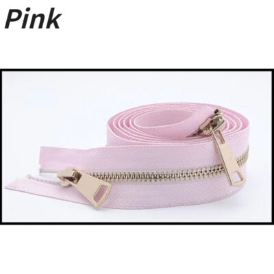 120cm Metal Zipper Copper Teeth Open-End Double-Sided Slider Pull for Sewing - Image 1 of 4