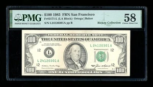DBR 1985 $100 FRN San Francisco Fr. 2171-L PMG 58 Serial L24120301A - Picture 1 of 2
