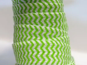 NEW Green Zig Zag Fold Over Elastic 5/8"-5 yards to make Headbands Hair Ties  - Picture 1 of 1