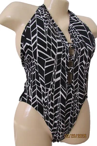 La Blanca by Rod Beattie halter One Piece black ivory Swimsuit animal print-10 - Picture 1 of 7