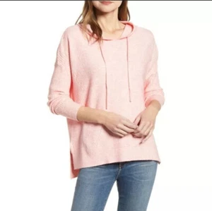 Wit & Wisdom Ribbed Knit Drawstring Hoodie Sweater In Carnation Size XL NWT - Picture 1 of 6