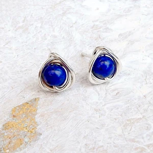 Lapis Lazuli Earrings Handmade 925 Sterling Silver September Birthstone Gift - Picture 1 of 5