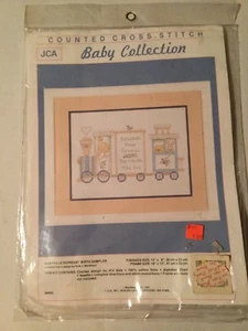 JCA Babyville Express Birth Sampler 1991 Cross Stitch Embroidery Kit  # 04402  - Picture 1 of 2