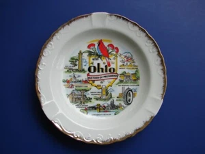 VINTAGE COLLECTOR Souvenir Ohio State Plate Ashtray Bowl Mother Of Presidents - Picture 1 of 8