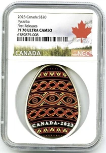 2023 $20 1OZ CANADA PYSANKA UKRAINIAN EGG NGC PF70 SILVER PROOF FIRST RELEASES - Picture 1 of 2