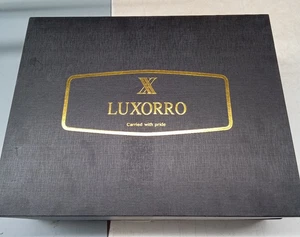 Luxorro Full Grain Black Leather Briefcase for Men - Handcrafted - Afbeelding 1 van 12