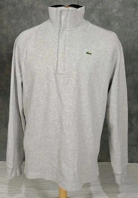 Suéter Vintage Y2K LACOSTE Hombres 1/4 Cremallera Talla 6 Gris Manga Larga Pullover Logo Foto 1 de 4
