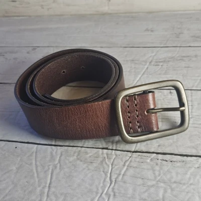 Cinturón Gap Mujer Mediano Marrón Cuero Genuino Cepillado Níquel Plata Hebilla Cuadrada Foto 1 de 4