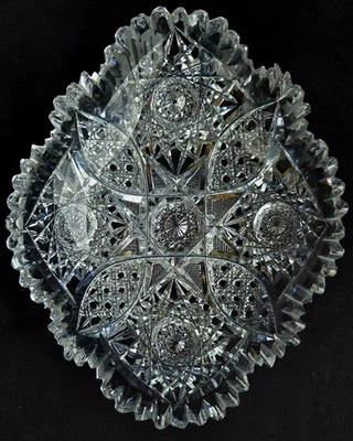 古董切割玻璃 ABP 辉煌时期 7-1/4 英寸浅碗盘古董 — 第 1/4 张图片