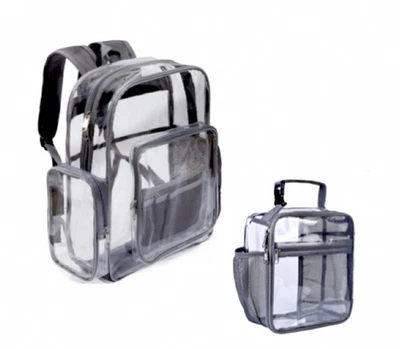 🍃Mochila Unisex Grande Transparente con Pequeña Bolsa de Almuerzo Transparente | Gris/Juego de 2 Foto 1 de 4