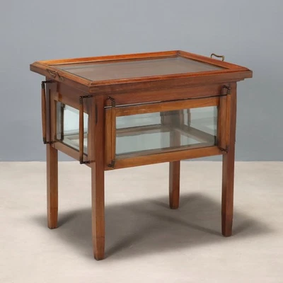 Table pour Exposition Ancienne Acajou Verre Bronze Italie XIXe Siècle - Photo 1/4