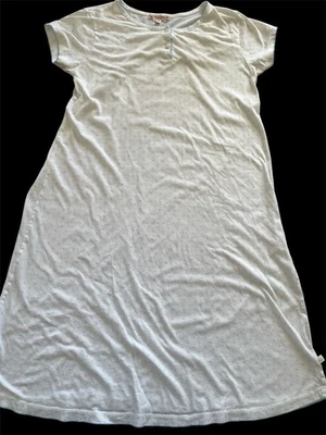 Bonpoint White/Aqua Crochet Edged Short Sl Cotton Knit Henley Nightie-12Yrs - Image 1 of 4