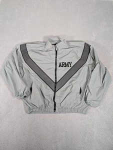 US Army IPFU Jacket Mens Large Gray Windbreaker Full Zip Reflective Running Coat - Picture 1 of 9