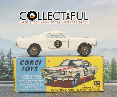 CORGI TOYS - #325 - FORD MUSTANG FASTBACK 2+2 - COMPETITION MODEL - WHITE 🔥 MIB - Image 1 of 4