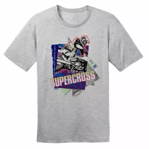 1989 Supercross Dirt Bike – Vintage Reprint – Grey – 100% Ringspun Cotton T-Shir - Picture 1 of 1